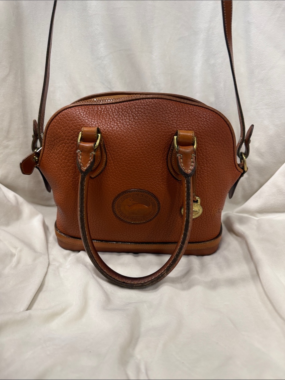 Dooney & Bourke Brown Pebbled Leather Dome Satchel